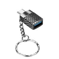 GBSELL Key Chain Metal Type C USB-C Male to Female USB 3.0 OTG Converter Adapter for Macbook,Samsung S9 (Black)