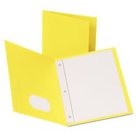 Twin-Pocket Folders with 3 Fasteners, Letter, 1/2quot; Capacity, Yellow, 25/Box, Sold as 1 Box