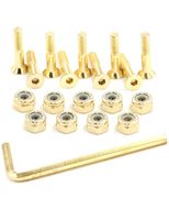 Skateboard Hardware 9PCS Bolts Set Deck Mounting Screws Nuts Hex Key Skate Parts Outfits Color Fasteners Longboard Cruiser Best Mounting Parts Silver Golden Green 1 1/4" 1" 7/8" (Golden, 1)