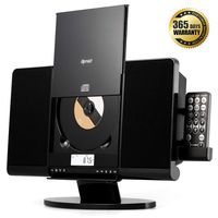 dpnao CD Player Boombox for Home, Wall Mountable Compact Music Player Support FM Radio USB SD Card Alarm Clock AUX Input Headphone Jack Remote for Kids Adults Laptop