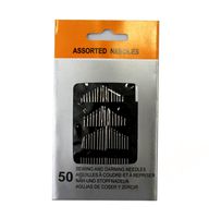 Set of 50 Assorted Hand Needles, 5 Sizes for Sewing & Embroidery, Plated Steel, Large-Eye, Thick and Thin