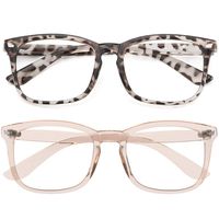 MEETSUN Blue Light Blocking Glasses, Anti Eye Strain Headache (Sleep Better),Computer Reading Glasses UV400 Transparent Lens (Coffee + Leopard/Clear Lens / 2 PACK, 53)