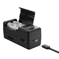 EBL Rechargeable AA/AAA Ni-MH Battery Charger with 2 USB Output Can be Used as a Portable Charger, Portable Smart Battery Charger with Over-charge Protection