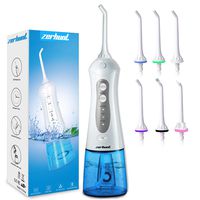 Cordless Water Flosser Teeth Cleaner, [NEWEST 2020] High Plus Rechargable Portable Oral Irrigator For Travel, Braces & Bridges Care, IPX7 Waterproof With Interchangeable Jet Tips, Blue