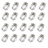 20pcs - Stainless Steel Adjustable Clamps 14-27mm Size Range Worm Gear Fit 1/2" 5/8" 3/4" Garden Hose, Fuel Line - Plumbing, Automotive and Mechanical Application
