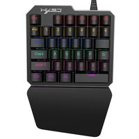 Mechanical Gaming Keyboard One Handed Keyboard 35 keys Anti-ghosting Keyboard Portable Wired Game Blue Switch Keypad with 7 Color Led Backlit for Windows PC Laptop Computer