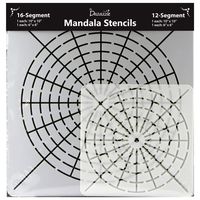 Mandala Stencils for Dot Painting - Set of 4 Stencils - 16 Segment - Small 6x6 and Large 10x10 - 12 Segment Small 6x6 and Large 10x10