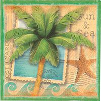 Sun & Sea Palm Tree Beach Cocktail Beverage Paper Dinner Drink Napkins Cape Shore