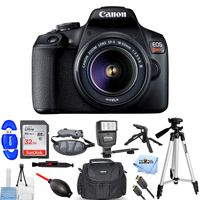 Canon EOS Rebel T7 with EF-S 18-55mm f/3.5-5.6 Lens Pro Bundle with Ultra 32GB SD, Flash, 75" Tripod, Gadget Bag, HDMI Cable, Cleaning Kit, Wrist Strap and More