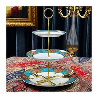 Nwn European Ceramic Fruit Plate living Room Creative Cake Rack Bone China Dried Fruit Plate Afternoon Tea Snack Tray (Color : B)