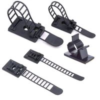 3 Size 60 Pcs Adjustable Self-adhesive Nylon Wire Tie Cable Ties Cord Clamp Wire Management, Large, Small Straps Cable Clips
