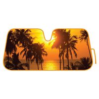BDK AS-779 Golden Sunset Beach-Palm Tree-Front Windshield Shade-Accordion Folding Auto Sunshade for Car Truck SUV-Blocks UV Rays Sun Visor Protector-Keeps Your Vehicle Cool-58 x 28 Inch