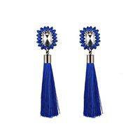 Elogoog Tassels Earring Set Rhinestones Fringe Long Dangle Ear Drop Earrings Fashion Jewelry for Women Girl (Blue)