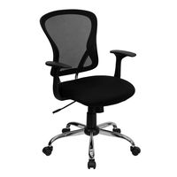 Mid-Back Black Mesh Office Chair with Chrome Finished Base [H-8369F-BLK-GG] electronic consumers