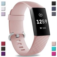 Hamile Bands Compatible with Fitbit Charge 3, Waterproof Replacement Watch Strap Fitness Sport Band Wristband for Fitbit Charge 3, Small, Pink Sand