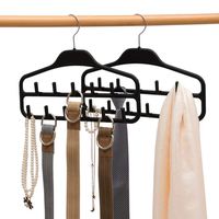 Elong Home Belt Hanger Rack Holder 2 Pack, Sturdy Belt Organizer with 360 Degree Swivel, 11 Large Belt Hooks for Closet, Non Slip Rubberized Belt Storage, Black