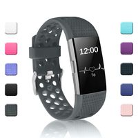 POY Replacement Bands Compatible for Fitbit Charge 2, Adjustable Breathable Wristbands with Air Holes Straps, Small Gray