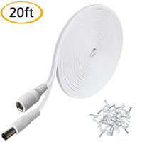 2.1mm x 5.5mm Extension Cord 20FT/6 Meters,DC 12v Power Supply Adapter CCTV Security Camera Surveillance Indoor Wireless IP Camera Dvr Standalone LED Strip, Car, 12 Volt Male to Female Plug Cable