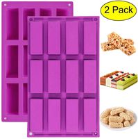 Palksky (2 Pack)12 Cavity Medium Narrow Silicone Rectangle Molds/Molds/Protein Bars mold/Energy Bars Maker for Caramel Bread Loaf Muffin Brownie Cornbread Cheesecake Pudding Soap Butter Mould