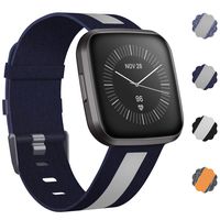 NANW Woven Bands Compatible with Fitbit Versa 2 / Versa/Versa Lite, Breathable Woven Fabric Strap, Reflective Strip Replacement Wristbands Accessories Women Man for Versa Smart Watch