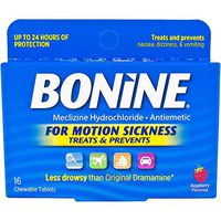 Bonine Raspberry Chewable Tablets for Motion Sickness, 16 (2 Pack)