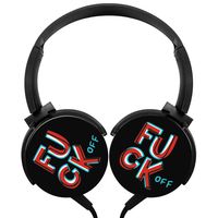 Rotation Axis Design Wired Headset Fuck Off Stereo Headphone