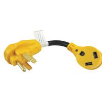 LeisureCords 50 Amp Male to 30 Amp Female Dogbone Adapter RV Electrical Converter Cord Cable with LED Indicator Light (50A Male - 30A Female)