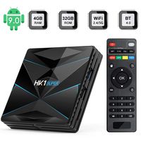 HK1 SUPER Android 9.0 TV Box 4GB RAM 32GB ROM RK3318 Quad-Core Dual WiFi 2.4G/5G BT 4.0 Ethernet H.265 USB 3.0 Supports 3D 4K Ultra HD Smart TV Box
