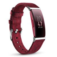 NAHAI Compatible with Fitbit Inspire HR Bands/Fitbit Inspire Band, Canvas Woven Fabric Bands Quick Release Strap Breathable Replacement Wristband for Fitbit Inspire, Women Men, Small, Burgundy