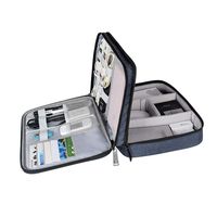 SUPVOX Double Layer Electronic Accessories Organizer, Travel Gadget Bag for Cables, USB Flash Drive, Plug and Power Bank, Perfect Size Fits for iPad Mini - 29x21x7cm