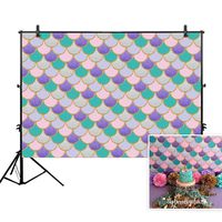 Allenjoy 5x3ft Little Mermaid Scales Backdrop Under The Sea Princess Background Glare Glitter Shell for Girl Birthday Party Decor Photo Studio Photography Booth Background Newborn Baby Shower Booth