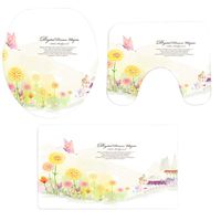 Christmas Winter Pgojuni Bathroom Non-Slip Pedestal Rug + Lid Toilet Cover + Bath Mat Set 3PCS (A)