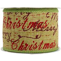 JAM Paper® Wire Edged Ribbon - 2 1/2" x 10 yards - Green Merry Christmas - Sold Individually
