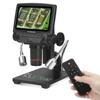 Koolertron 5 inch LCD 1080P Wireless Remote Control Digital Microscope with Adjustable Stand, HDMI/AV/USB Output Camera Video Recorder with 8 LED Adjustable Light Source