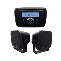 Herdio Marine Stereo Receiver Speaker Kit - in-Dash LCD Digital Console Built-in Stereo Sound System + 4 Inches Marine Surface Mount Box Speakers(Black)