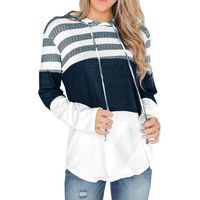 Womens Printed Sweatshirt,LuluZanm Sales! Girls Ladies Striped Color Block Drawstring Hoodies Long Sleeve Blouse White