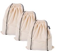 MISSLO Set of 3 Cotton Breathable Dust-Proof Drawstring Storage Pouch Multi-Functional Bag. Pack 3 S