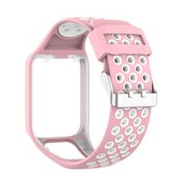RuenTech Compatible with Tomtom Spark 3 / Runner 2 3 / Golfer 2 Watch Band, Replacement Silicone Straps Wristband Sport Band Compatible for Runner 2 3 and Spark 3 (Pink&White)