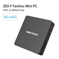 Minisforum Z83-F Fanless Mini PC Intel Atom x5-Z8350 Quad Core CPU 1.92GHz 4GB RAM 64GB eMMC Windows 10 Pro 1000Mbps LAN 2.4/5.8G WiFi Bluetooth 4.2 USB3.0 HDMI VGA 4K UHD Wake on LAN Desktop Computer