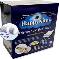 HappyNites Disposable Incontinence Bed Pads - with Nitrile Gloves, 1500ml High Absorbency Disposable Underpads Bed Liner Mats, Waterproof Mattress Pad Protector for Adults Kids (40Pack with Gloves)