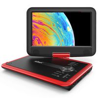 ieGeek 11.5" Portable DVD Player with SD Card/USB Port, 5 Hour Rechargeable Battery, 9.5" Eye-protective Screen, Support AV-IN/ OUT, Region Free, Red