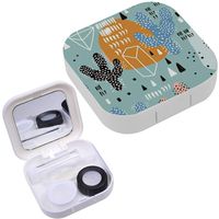 Portable Contact Lens Case Box Travel Kit Mirror + Bottle + Tweezers Container Holder [ Cactuses ]