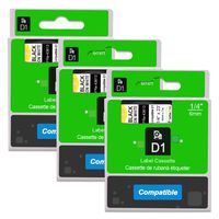Refill Replace Dymo D1 Labels Tape 43613,1/4 Inch(6mm) W x 23 Ft(7m) L, Black on White,Labeling Tape Compatible for DYMO LabelManager PnP 260P 210D 280 420P 160 450D 360D 500TS Label Maker,3 Cartridge