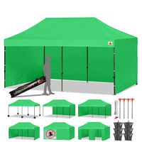 ABCCANOPY Canopy Tent Popup Canopy 10x20 Pop Up Canopies Commercial Tents Market stall with 6 Removable Sidewalls and Roller Bag Bonus 4 Weight Bags and 10ft Screen Netting and Half Wall, Kelly Green