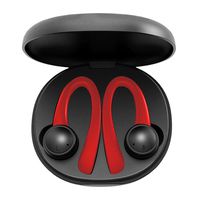 Jarv Active Motion True Wireless Earbuds - 5.1 Stereo Bluetooth Headphones with Protective Charging Case, Ear-Hook Design Sweatproof Sport Earphones, Built-in Mic and 20 Hours of Playtime - Red/Black