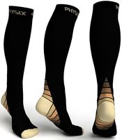 Physix Gear Compression Socks for Men & Women 20-30 mmhg, Best Graduated Athletic Fit for Running Nurses Shin Splints Flight Travel & Maternity Pregnancy - Boost Stamina Circulation & Recovery BGE LXL