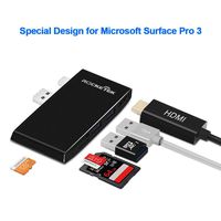 Rocketek USB 3.0 Hub Adapter with SD/Micro SD Card Reader for Microsoft Surface Pro 3(12.3") - Support SD Cards + 2xTF Cards + 2xUSB 3.0 Port + Mini DP to HDMI Combo Adapter