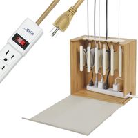 G.U.S. Cord Corral and Cable Organizer with 6-Magnetically Secured Cord Spindles and a 6-Outlet Power Strip -"Zen" Collection, Made of Eco-Friendly Bamboo