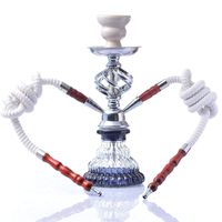 DM-HC 11" 2 Hose Hookah Combo Kit Set, Shisha Pipe Acrylic Base Metal Material Smoking Water Pipe Bong 006