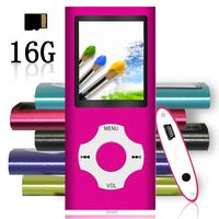 Tomameri - Portable MP3 / MP4 Player with Rhombic Button, Including a 16 GB Micro SD Card and Support Up to 64GB, Compact Music, Video Player, Photo Viewer Supported - White-and-Pink